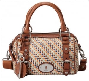 Fossil Handbag, Maddox Straw Small Satchel