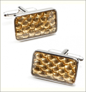 Gold Pebble Rectangle Cufflinks