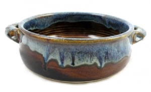 Earthy Blue Glaze Stoneware Baker