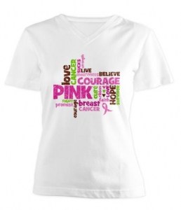 Pink Ribbon Word Cloud T-Shirt