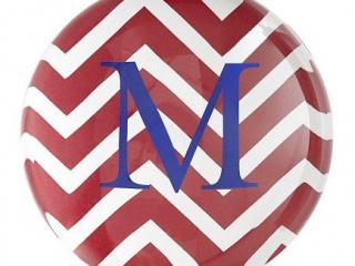 Chevron Patterned Domed Glass Paperweight