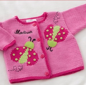 Ladybug Love Embroidered Handknit Sweater 