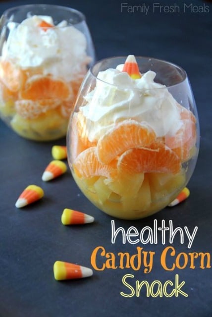 Candy Corn Fruit Cocktail from Family Fresh Meals | Spookalicious Halloween Treats