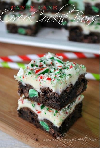 Candy Cane Orea Cookie Bars from Shugary Sweets