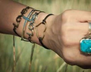  Metal Bracelets with Leather Cording by Artist Amy Darr