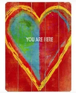 You Are Here Heart Wood Sign | The Mindful Shopper | Valentine's Day Picks