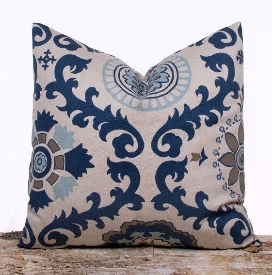 Indigo Blue Throw Pillow Cover from Lily Pillow