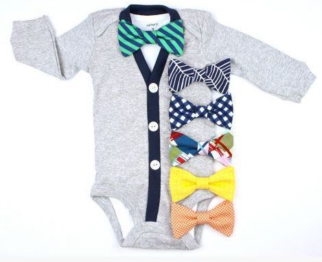 Gray Cardigan and Bow Tie Onesie Set