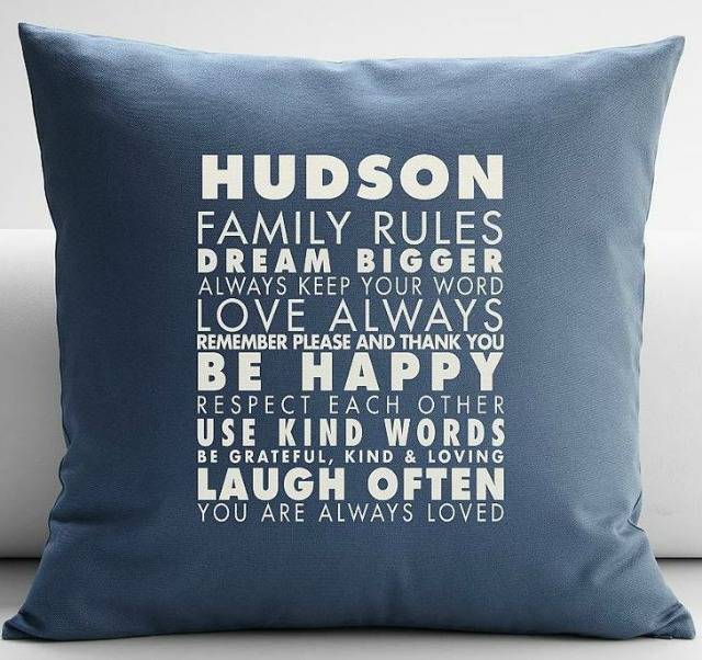 Personalized Family Rules Throw Pillow Cover