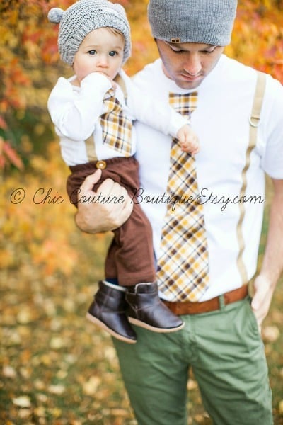Dad and Baby Tie and Suspenders Shirt Set from Chic Couture ($52) Dad and Baby Tie and Suspenders Shirt Set from Chic Couture