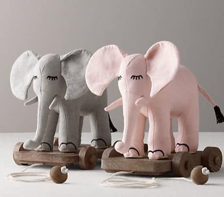 Elephant Chambray Pull Toy