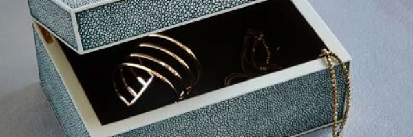 Faux Shagreen Blue Lagoon Box