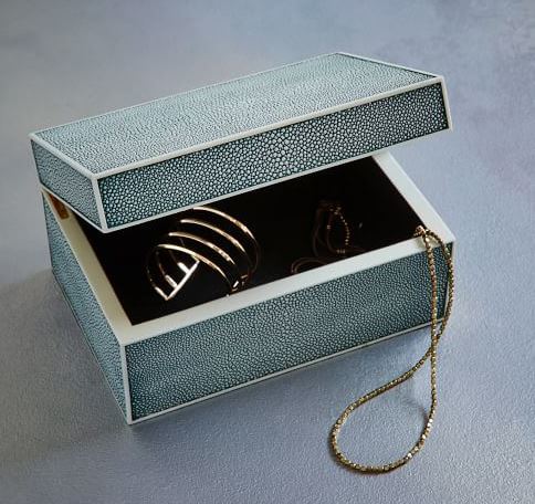 Faux Shagreen Blue Lagoon Box