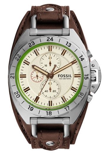 Fossil Chronograph Brown Leather Saddle Strap Watch ($131) Fossil Chronograph Brown Leather Saddle Strap Watch