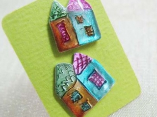 Handmade House Earrings