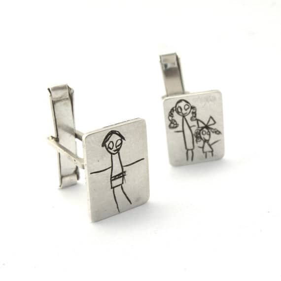 Custom Sterling Silver Cufflinks ($88) | Your Child’s Drawing on Cuff Links Custom Sterling Silver Cufflinks | Gifts For Guys