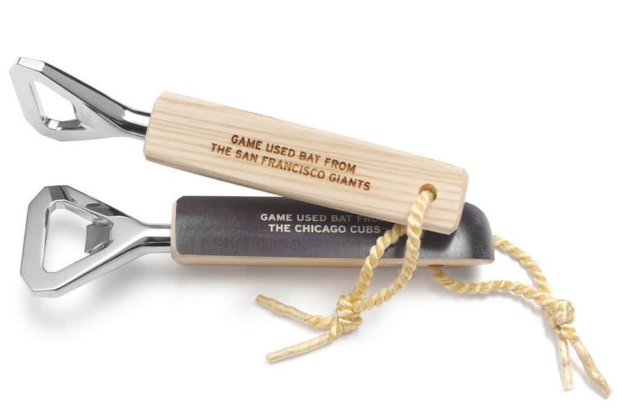 Baseball Bat Bottle Opener ($95-$125) | Handmade from authentic game-day bats swung by Major Leaguers Baseball Bat Bottle Opener | Gifts For Guys