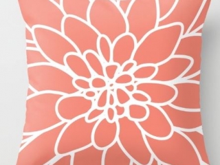 Coral Dahlia Flower Indoor/Outdoor Pillow Cover ($20)