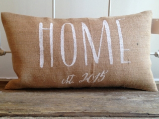 Personalized Burlap Throw Pillow by Two Peaches Design