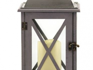 Wood Lantern and Flameless Candle